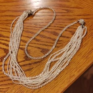 Clear bead multi strand necklace